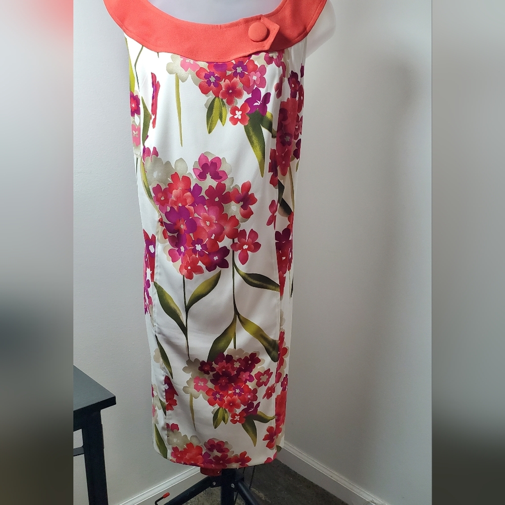 Vibrant Floral Dress with Red and Green Accents